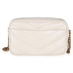 Saint Laurent Crema Chevron Lambskin Monogram Mini Loulou Camera Bag