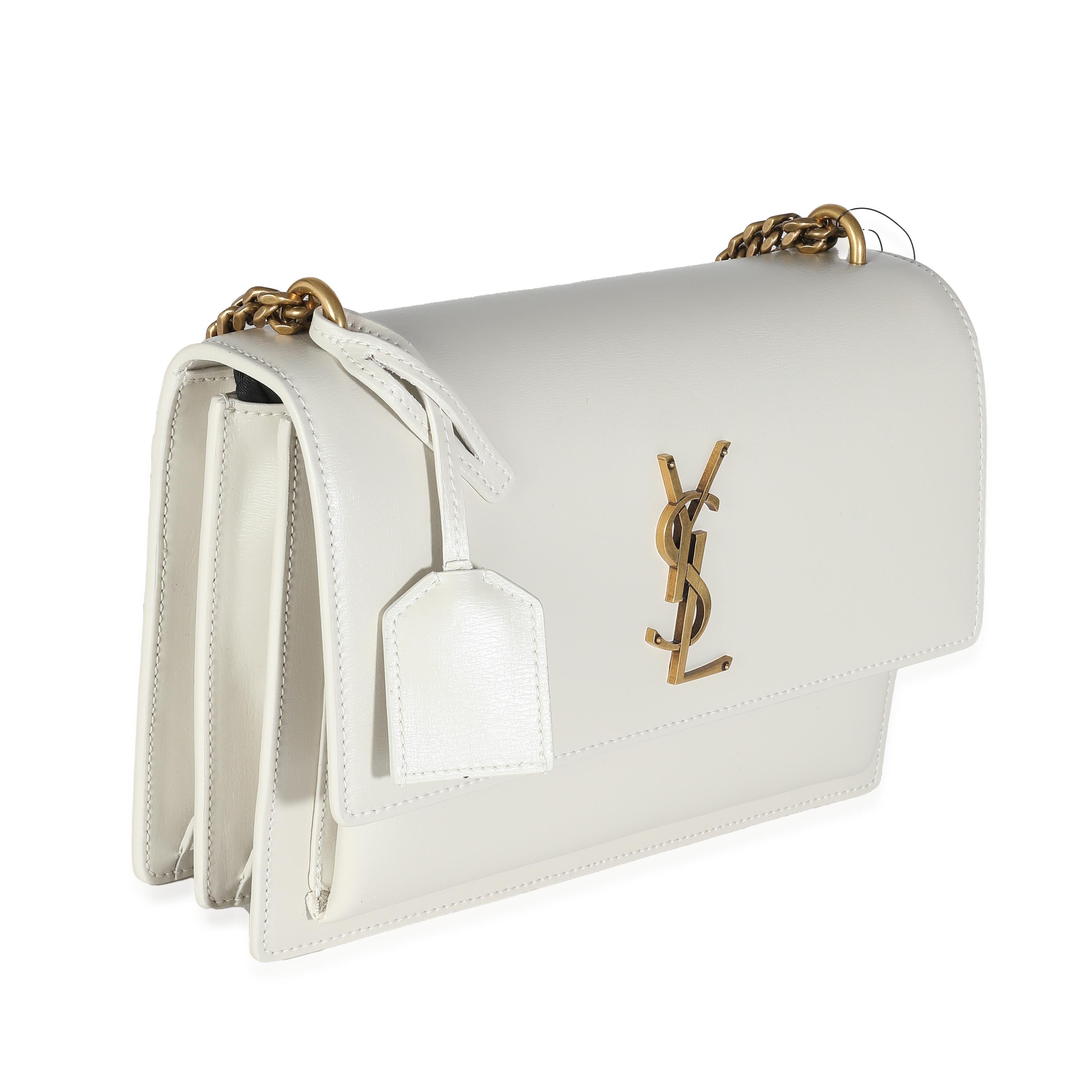Beige Saint Laurent Crema Soft Calfskin Medium Sunset Chain Bag