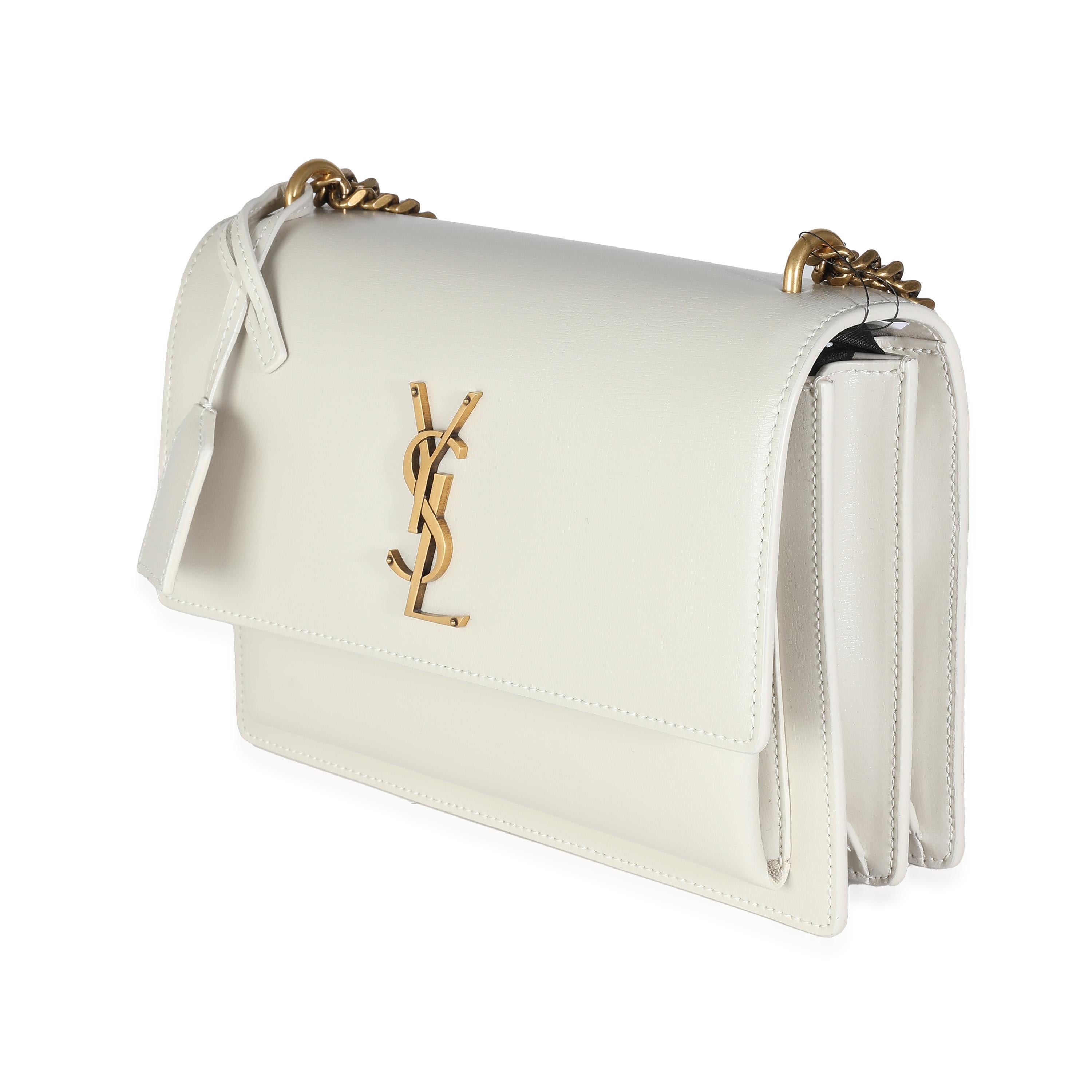 Saint Laurent Crema Soft Calfskin Medium Sunset Chain Bag In Excellent Condition In New York, NY