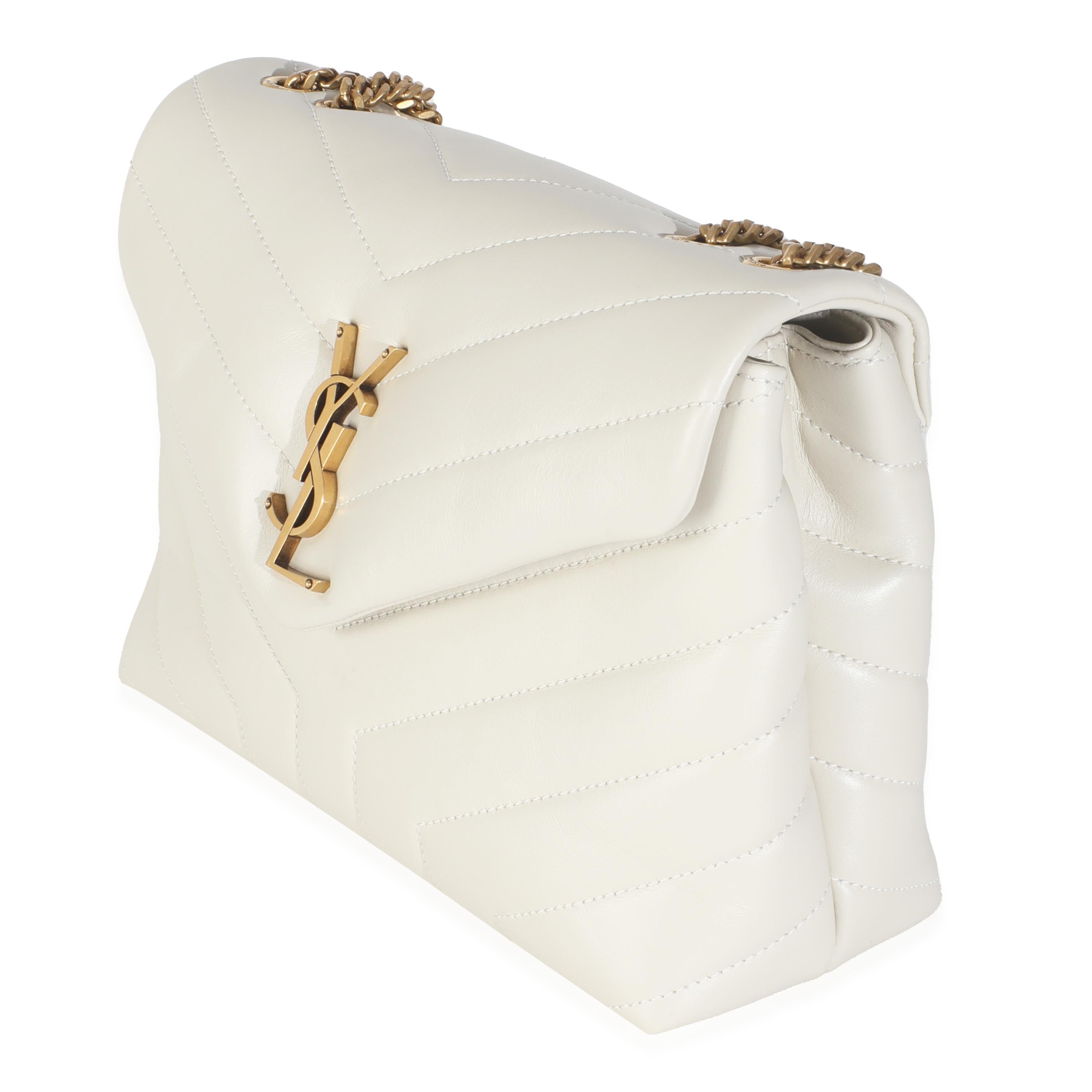 Saint Laurent Crema Weiches Kalbsleder Y Gesteppt Kleine Loulou Kette Satchel im Zustand „Hervorragend“ im Angebot in New York, NY