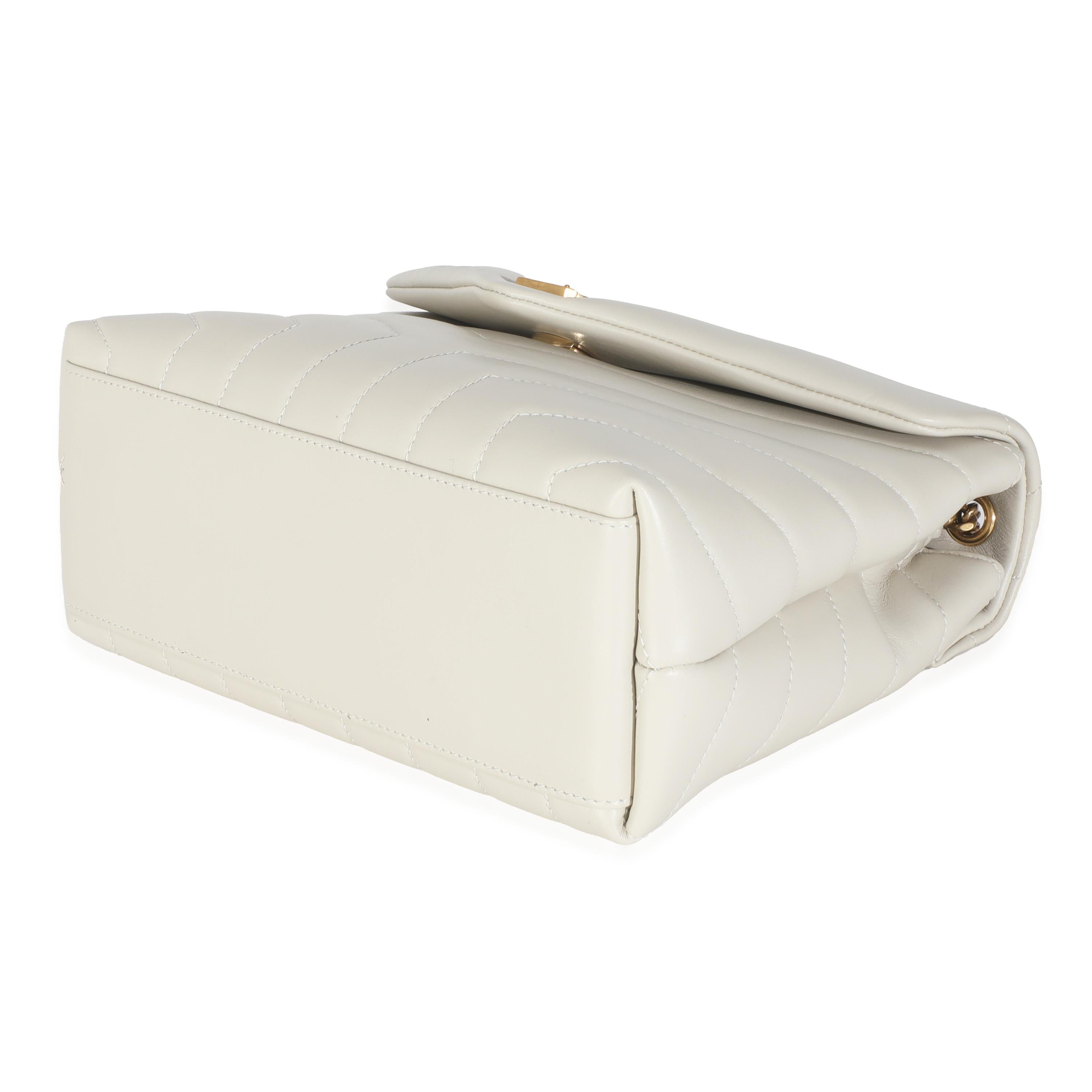 Saint Laurent Crema Weiches Kalbsleder Y Gesteppt Kleine Loulou Kette Satchel für Damen oder Herren im Angebot