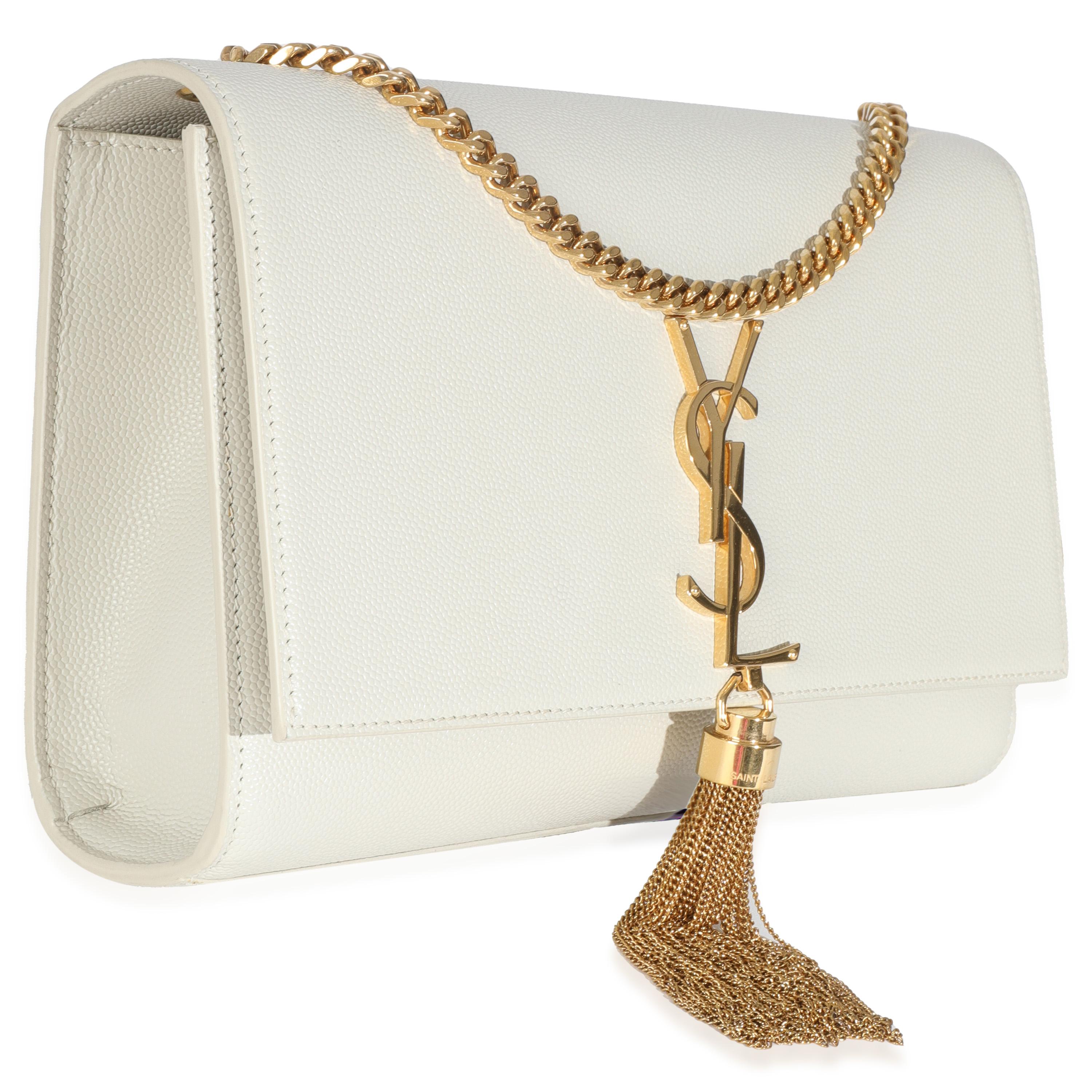 Beige Saint Laurent Soft Grain De Poudre Medium Kate Tassel Satchel en vente