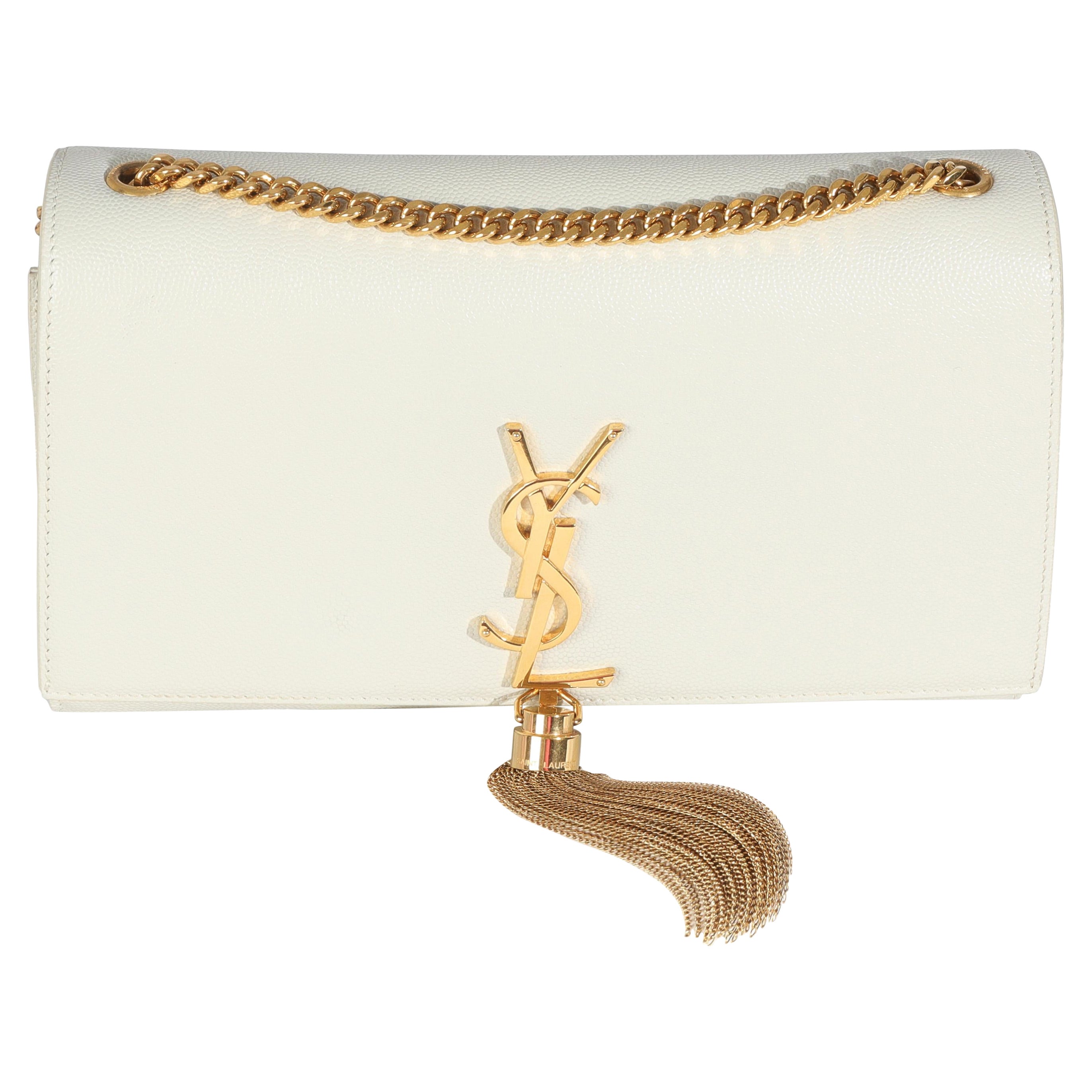 Saint Laurent Soft Grain De Poudre Medium Kate Tassel Satchel en vente