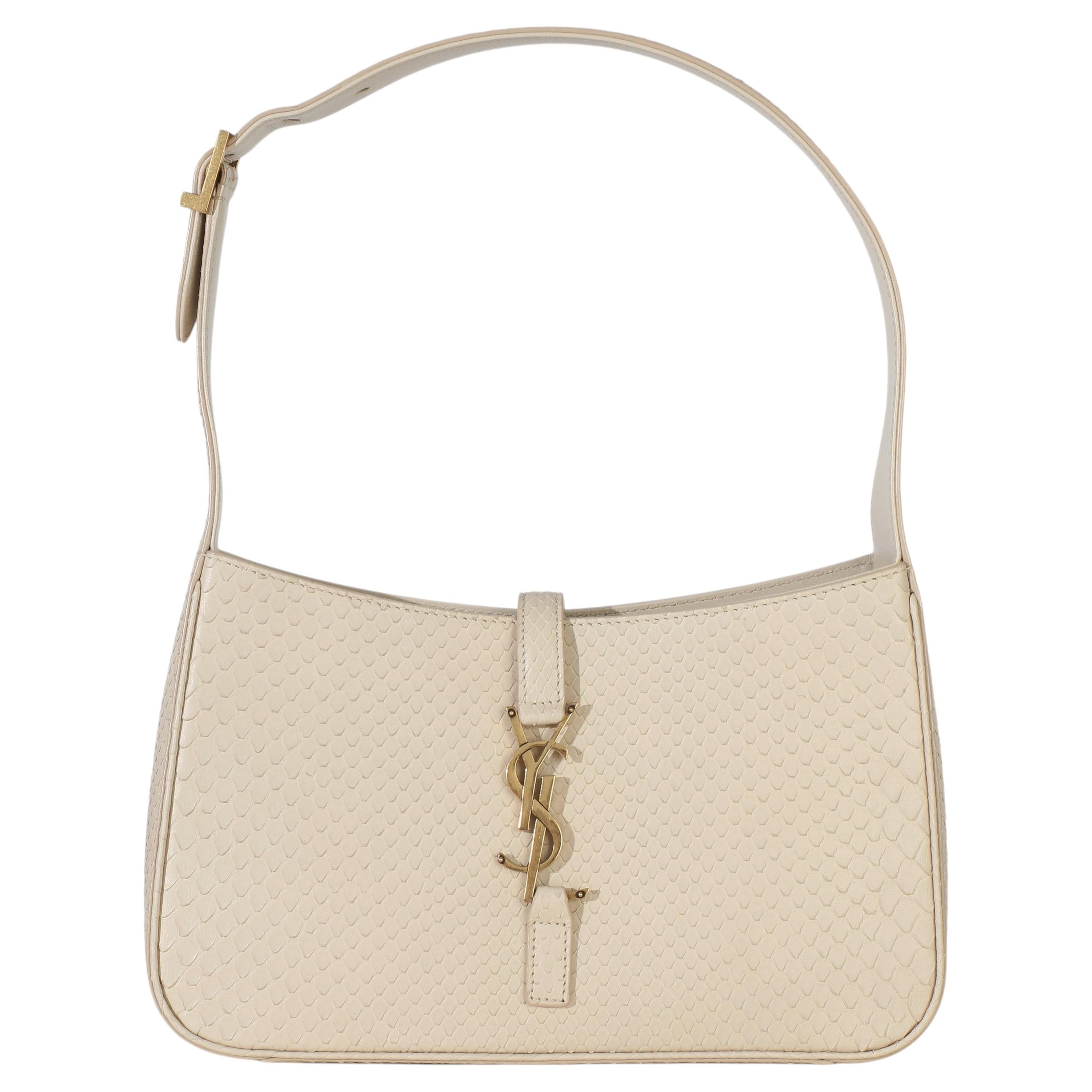 Sac Hobo « Le 5 à 7 » en python crème de Saint Laurent