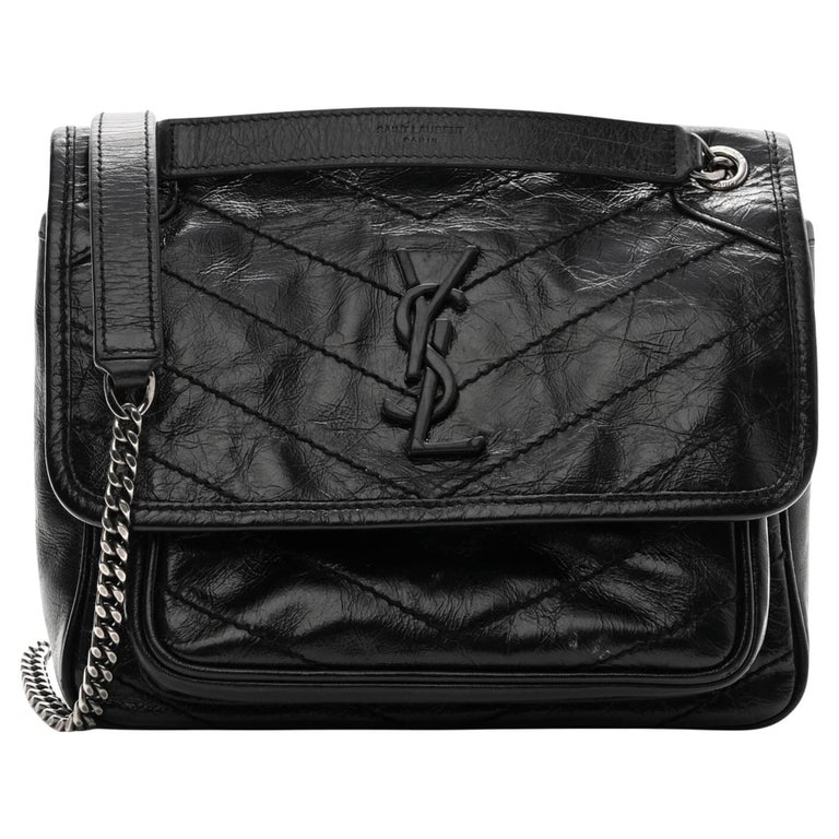 Saint Laurent Baby Niki Monogram Crinkled Light Caramel Leather Bag New