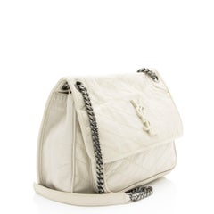 Saint Laurent Crinkled Calfskin Monogram Niki Medium Shoulder Bag