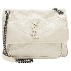 Saint Laurent Crinkled Calfskin Monogram Niki Medium Shoulder Bag