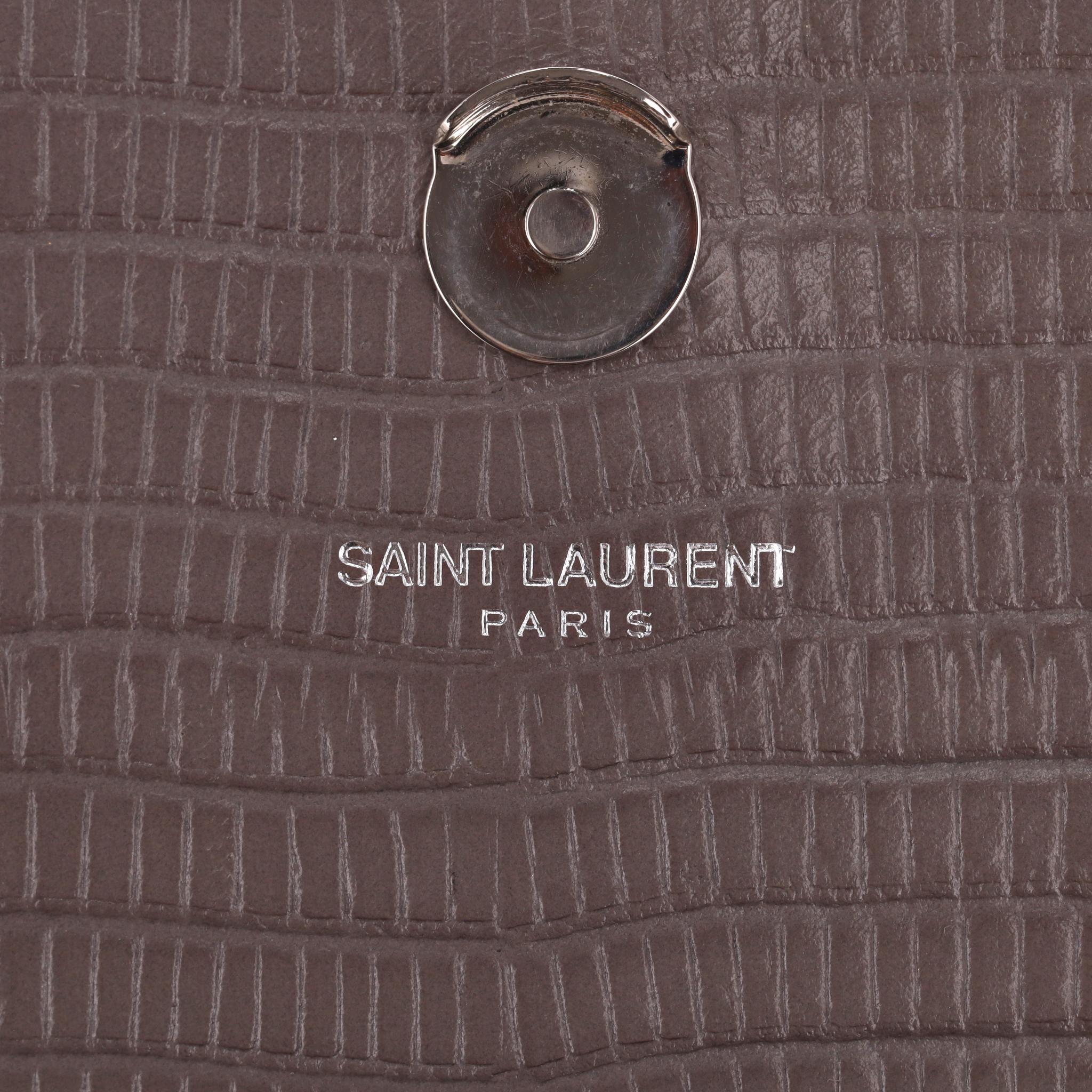 Saint Laurent Croc Embossed Leather Kate Tassel Shoulder Bag For Sale 5