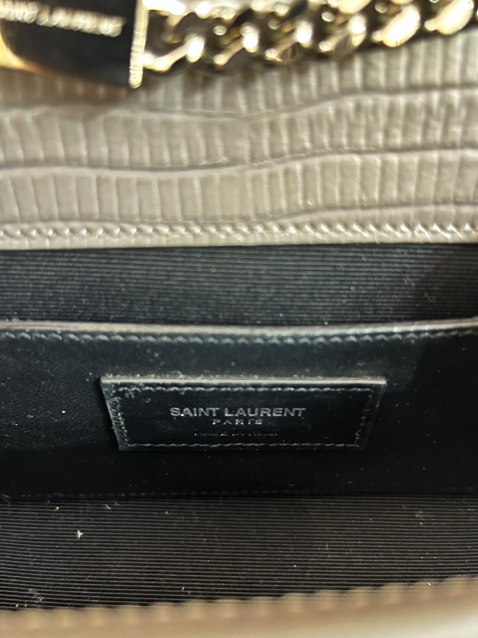 Saint Laurent Croc Embossed Leather Kate Tassel Shoulder Bag For Sale 6