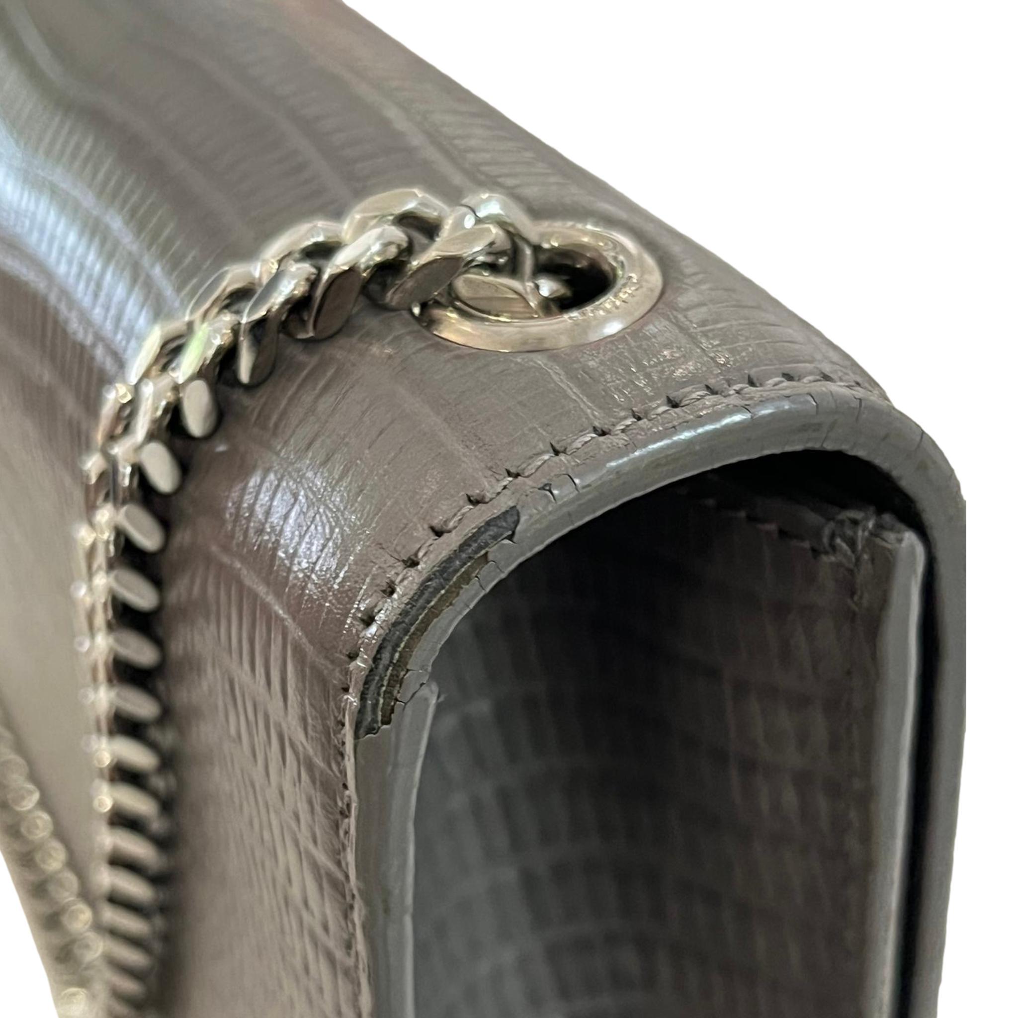 Saint Laurent Croc Embossed Leather Kate Tassel Shoulder Bag For Sale 7