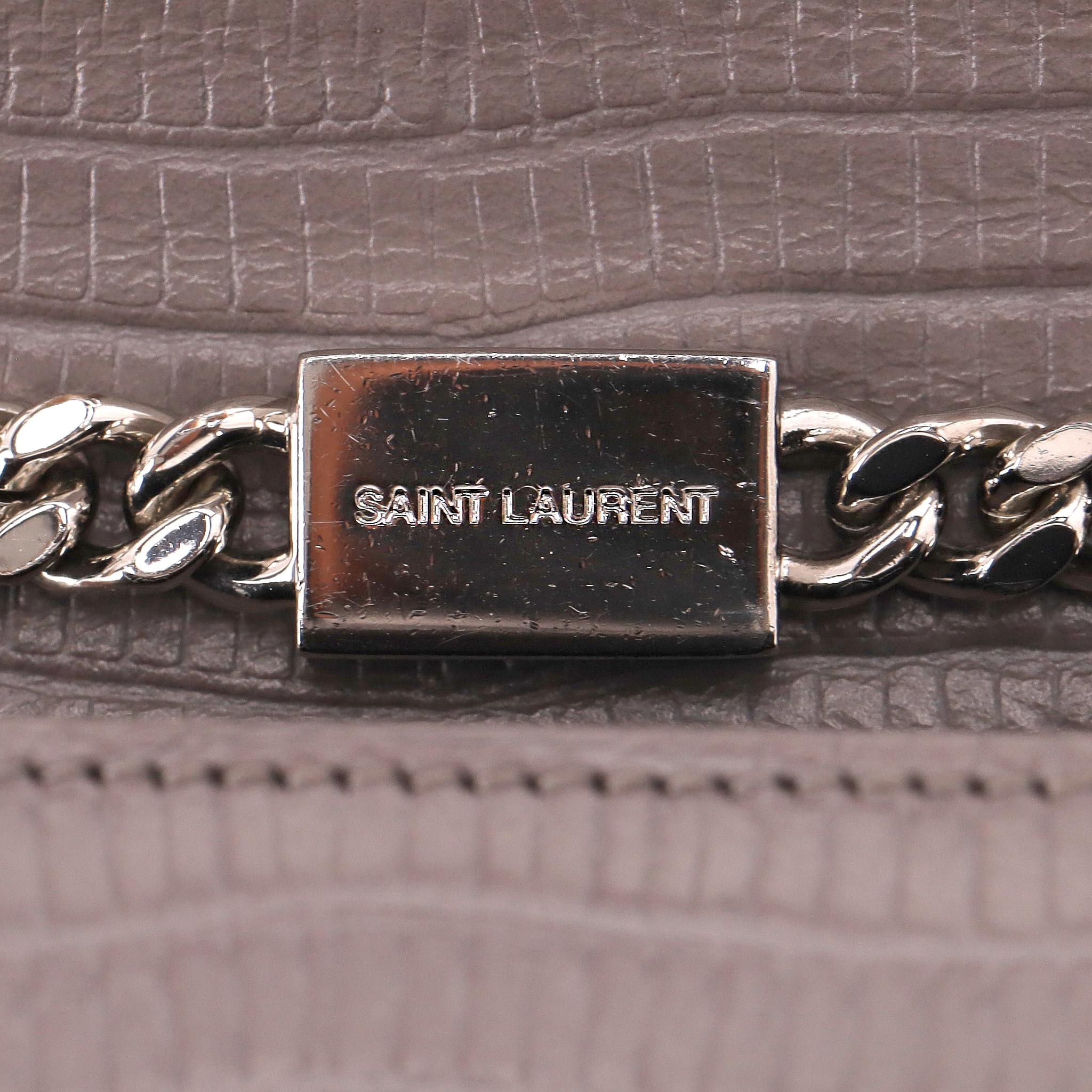 Saint Laurent Croc Embossed Leather Kate Tassel Shoulder Bag For Sale 8