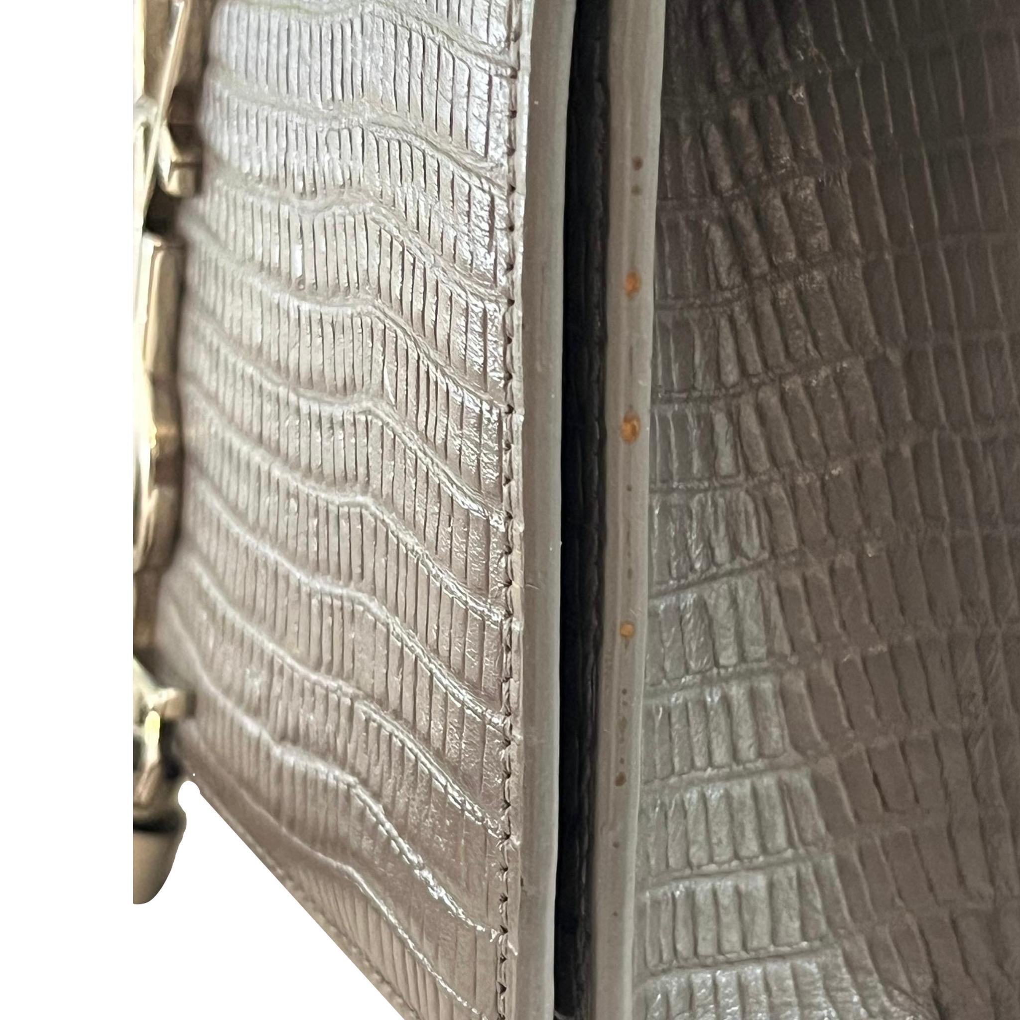 Saint Laurent Croc Embossed Leather Kate Tassel Shoulder Bag For Sale 9