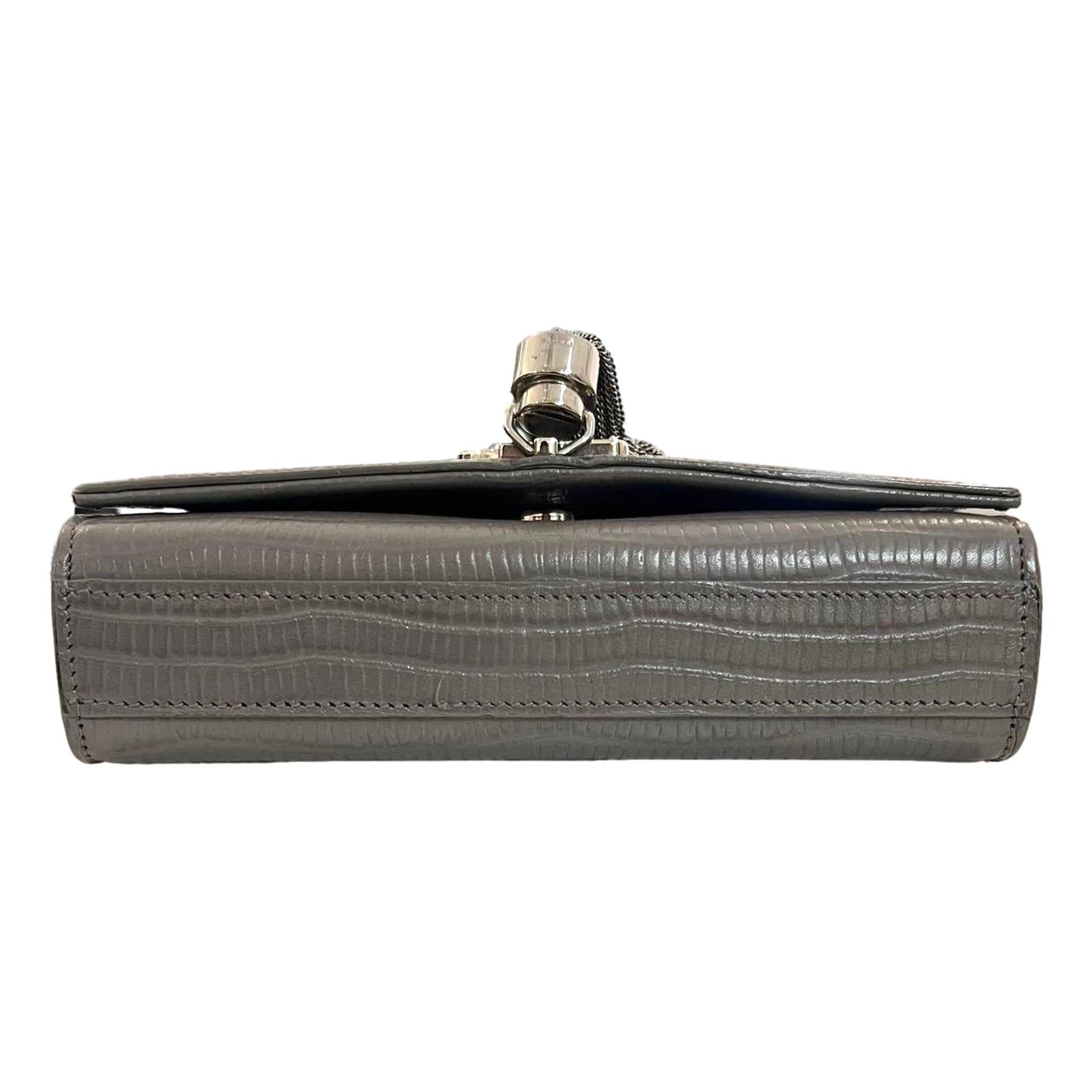 Women's Saint Laurent Croc Embossed Leather Kate Tassel Shoulder Bag For Sale