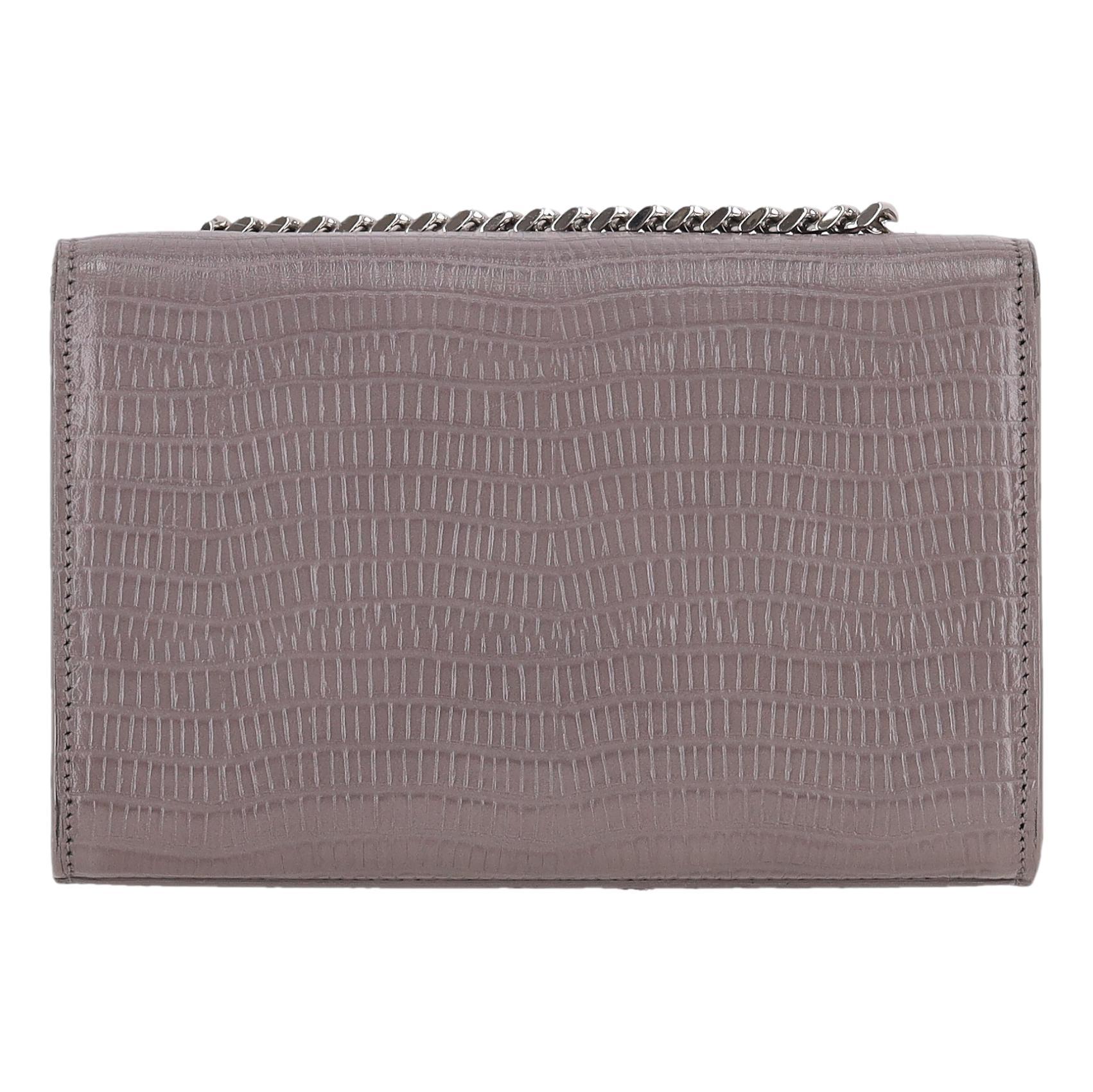 Women's Saint Laurent Croc Embossed Leather Kate Tassel Shoulder Bag For Sale