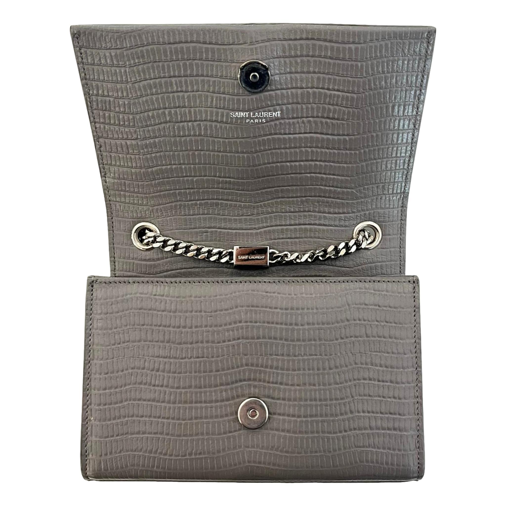Saint Laurent Croc Embossed Leather Kate Tassel Shoulder Bag For Sale 1