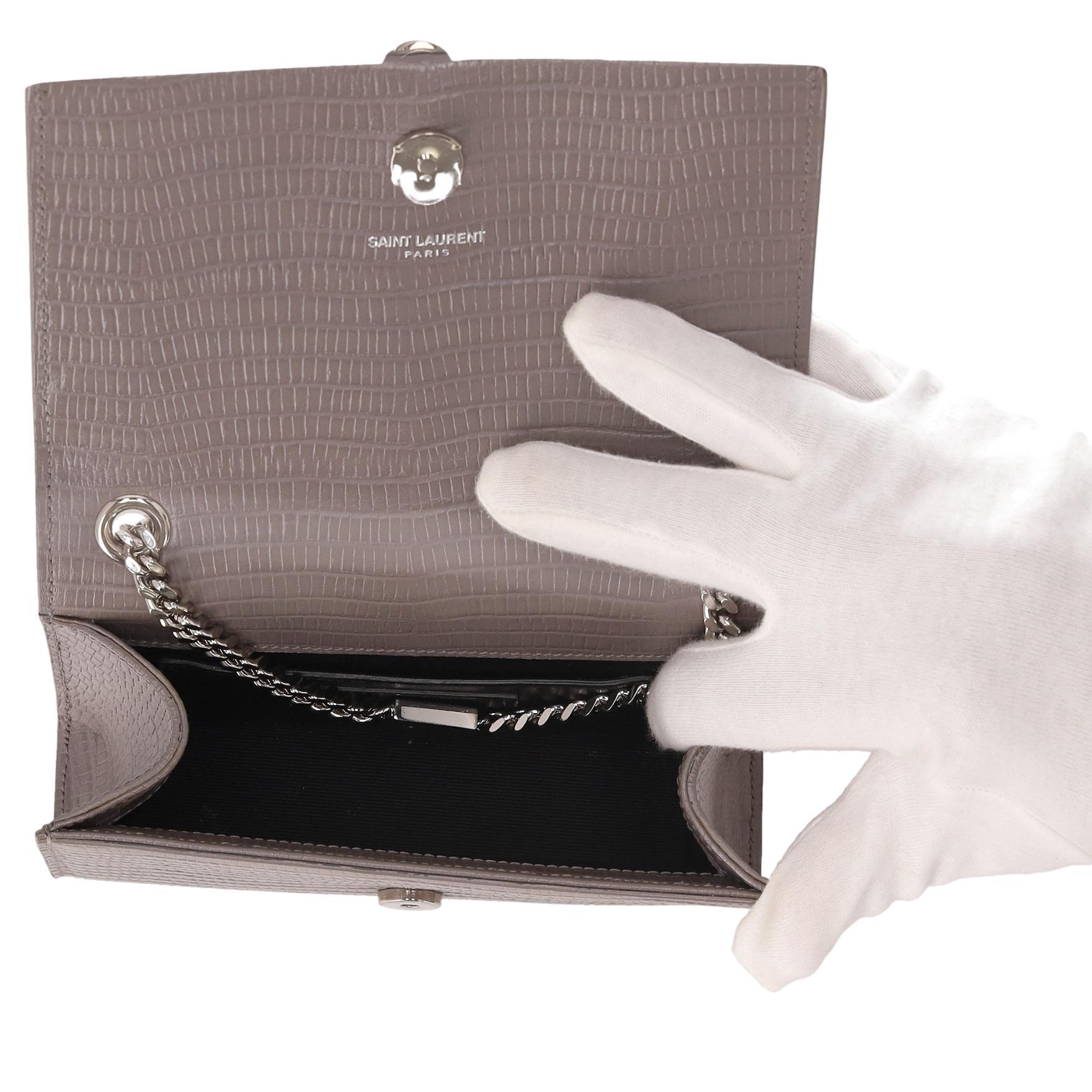 Saint Laurent Croc Embossed Leather Kate Tassel Shoulder Bag For Sale 1