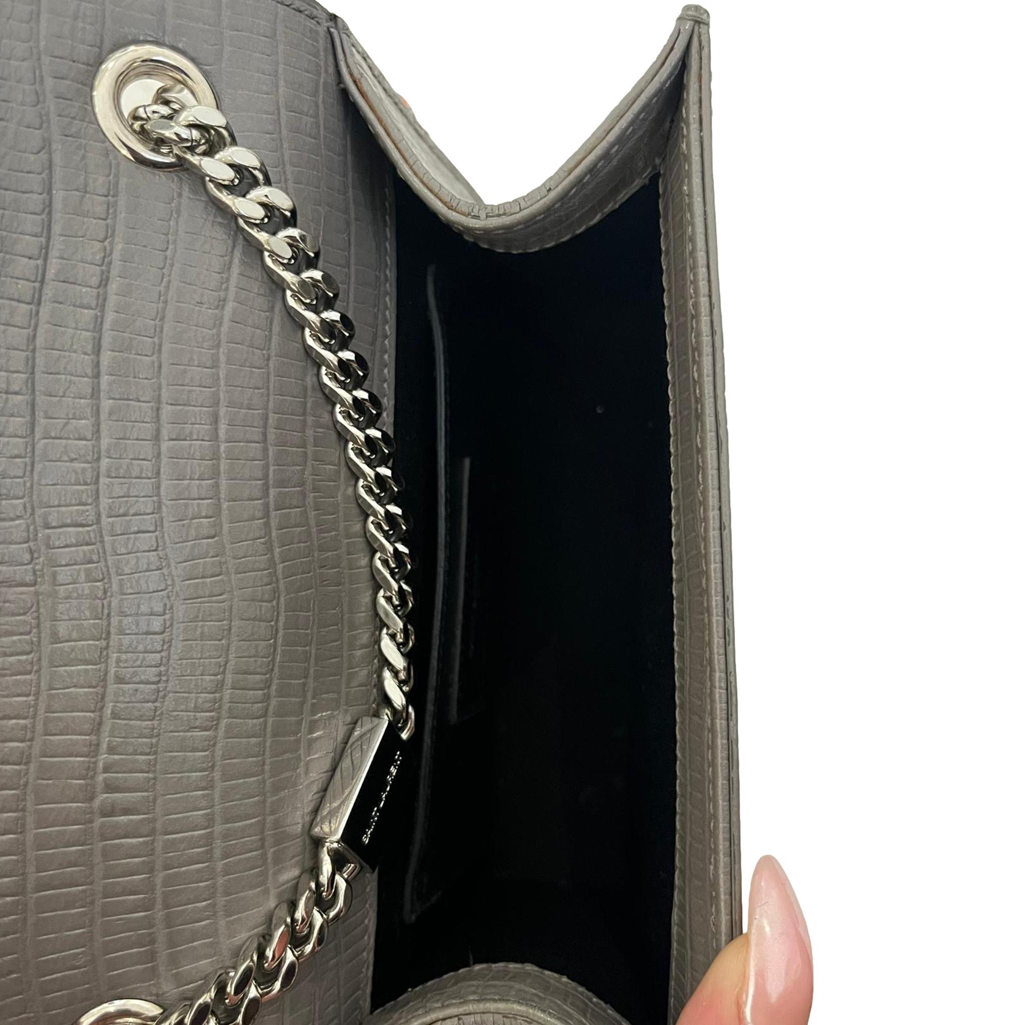 Saint Laurent Croc Embossed Leather Kate Tassel Shoulder Bag For Sale 2