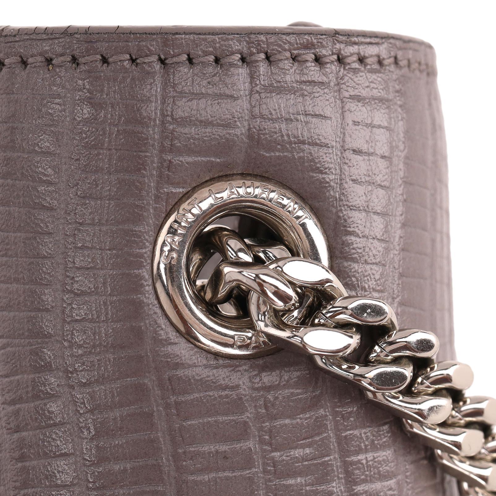 Saint Laurent Croc Embossed Leather Kate Tassel Shoulder Bag For Sale 3