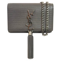 Saint Laurent - Borsa a tracolla Kate con nappe in pelle goffrata a coccodrillo
