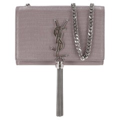 Saint Laurent Croc Embossed Leather Kate Tassel Shoulder Bag