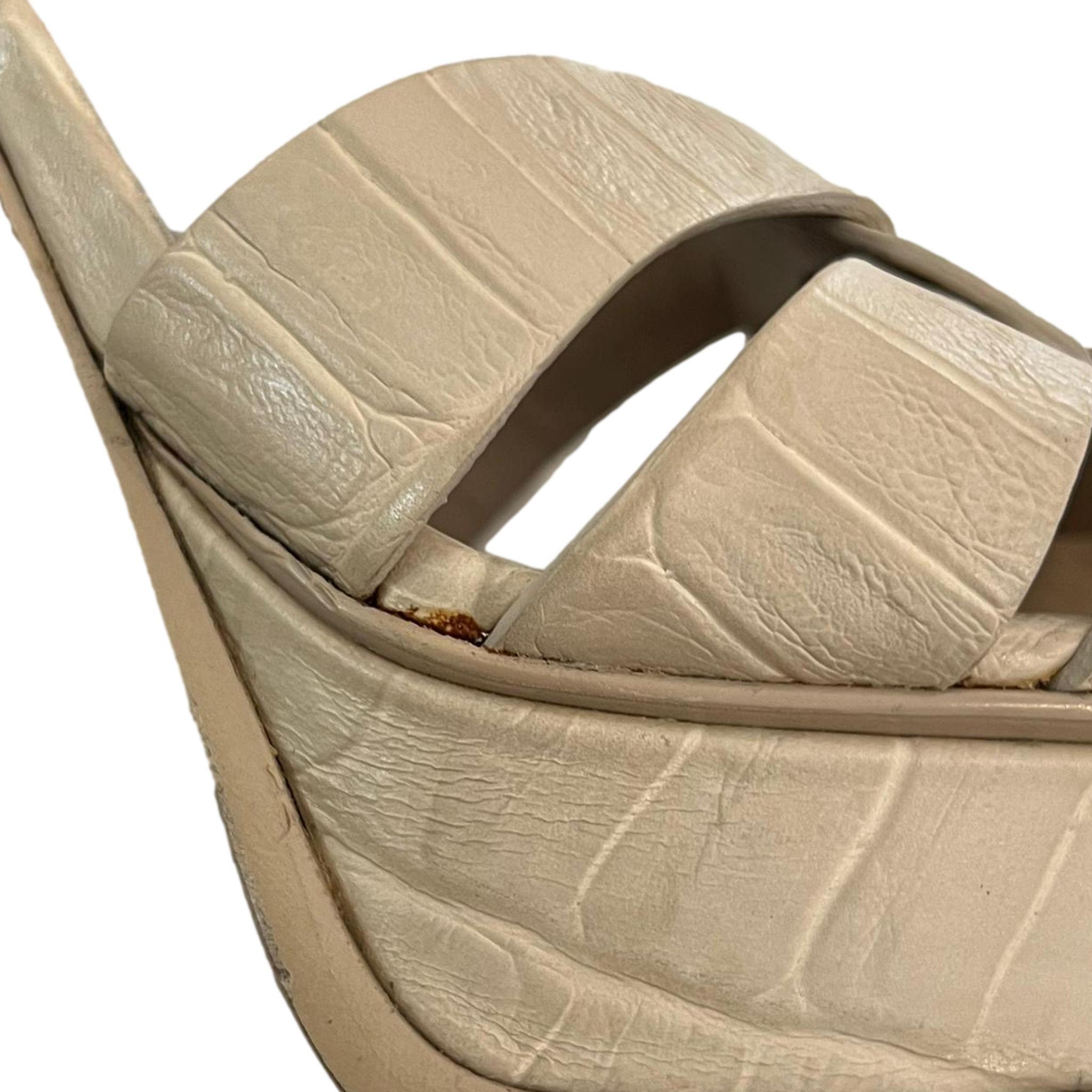 Saint Laurent Croc Embossed Leather Tribute Platform Sandals 4