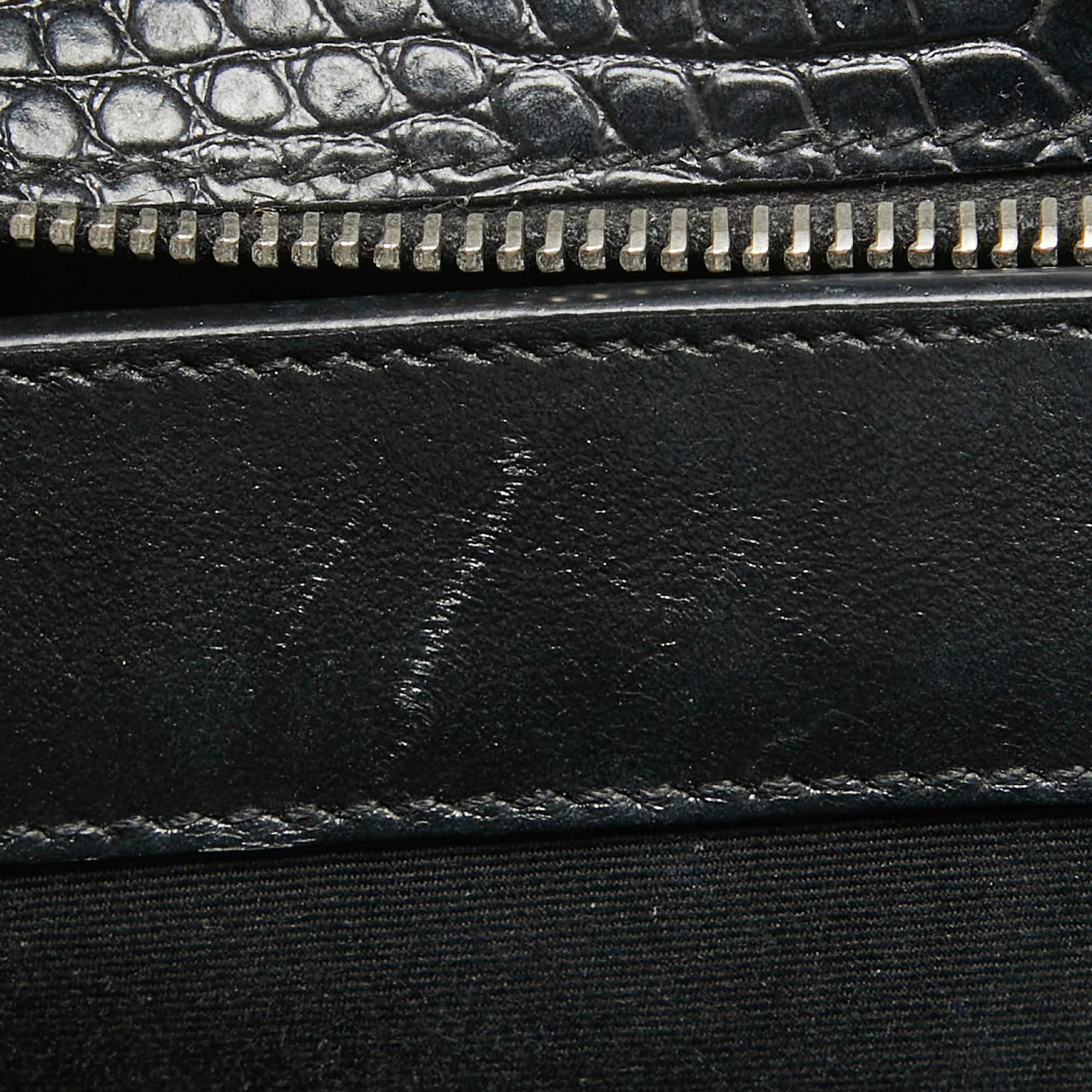 Saint Laurent Croc Embossed Leather Uptown Tote 5
