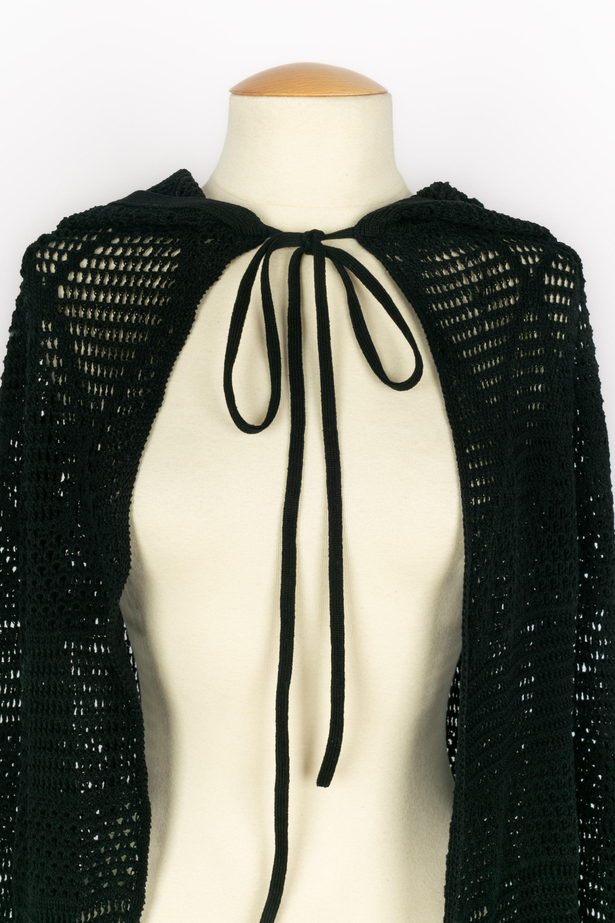 Black Saint Laurent crochet cape For Sale