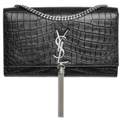 Saint Laurent Crocodile Embossed Chain Tassel Kate Bag (354119)