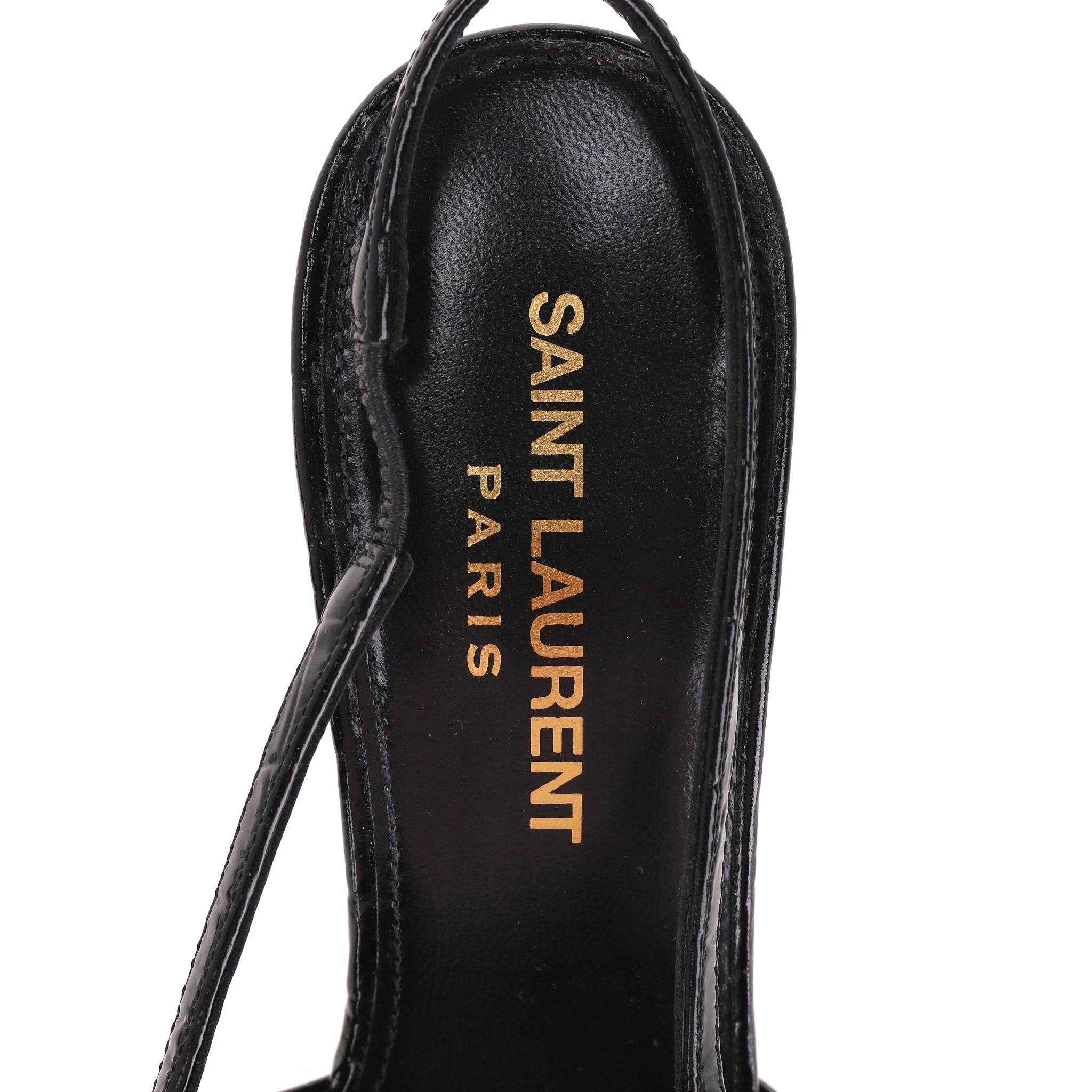 Saint Laurent Crocodile Embossed Leather Slingback Tom Pumps 2