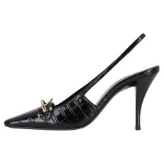 Saint Laurent Crocodile Embossed Leather Slingback Tom Pumps