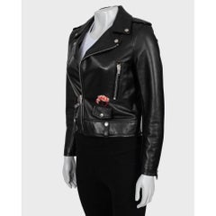 Saint Laurent Cropped Embroidered Leather Jacket Sz.38 M
