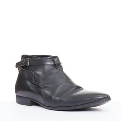 SAINT LAURENT Cropped Jodhpur 20 black leather silver buckl ankle boots EU41