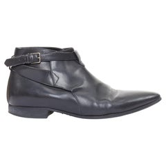 SAINT LAURENT Cropped Jodhpur 20 black leather silver buckl ankle boots EU41