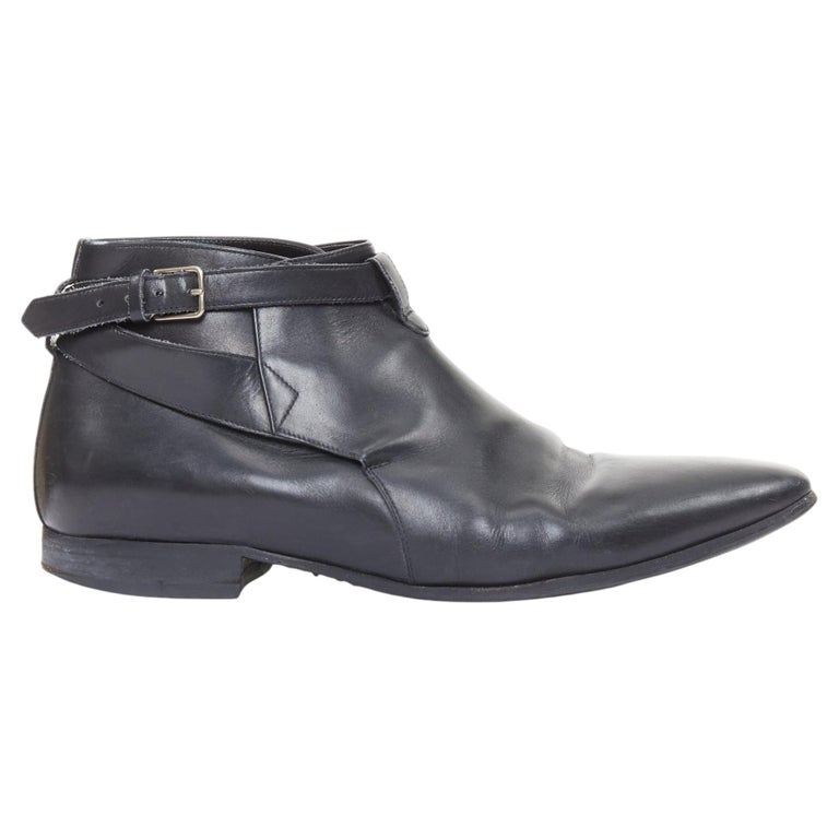 SAINT LAURENT Cropped Jodhpur 20 black leather silver buckl  display picture 3