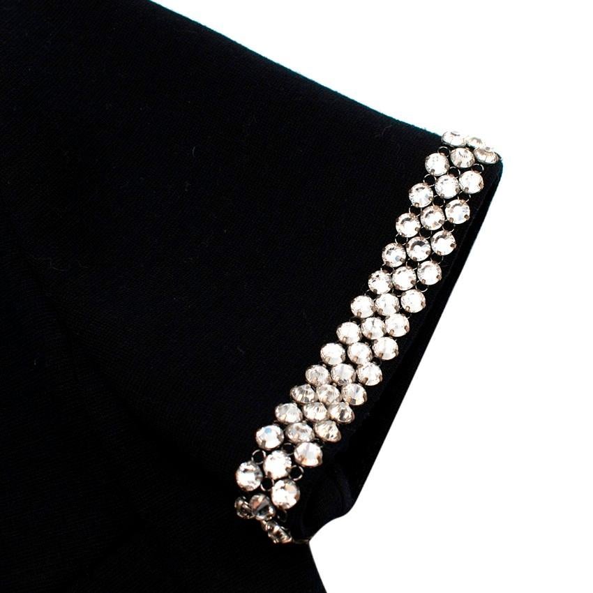 Saint Laurent Crystal Embellished Black Wool Mini Shift Dress For Sale 3
