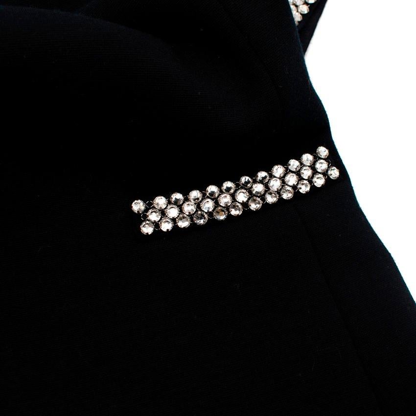 Saint Laurent Crystal Embellished Black Wool Mini Shift Dress For Sale 4