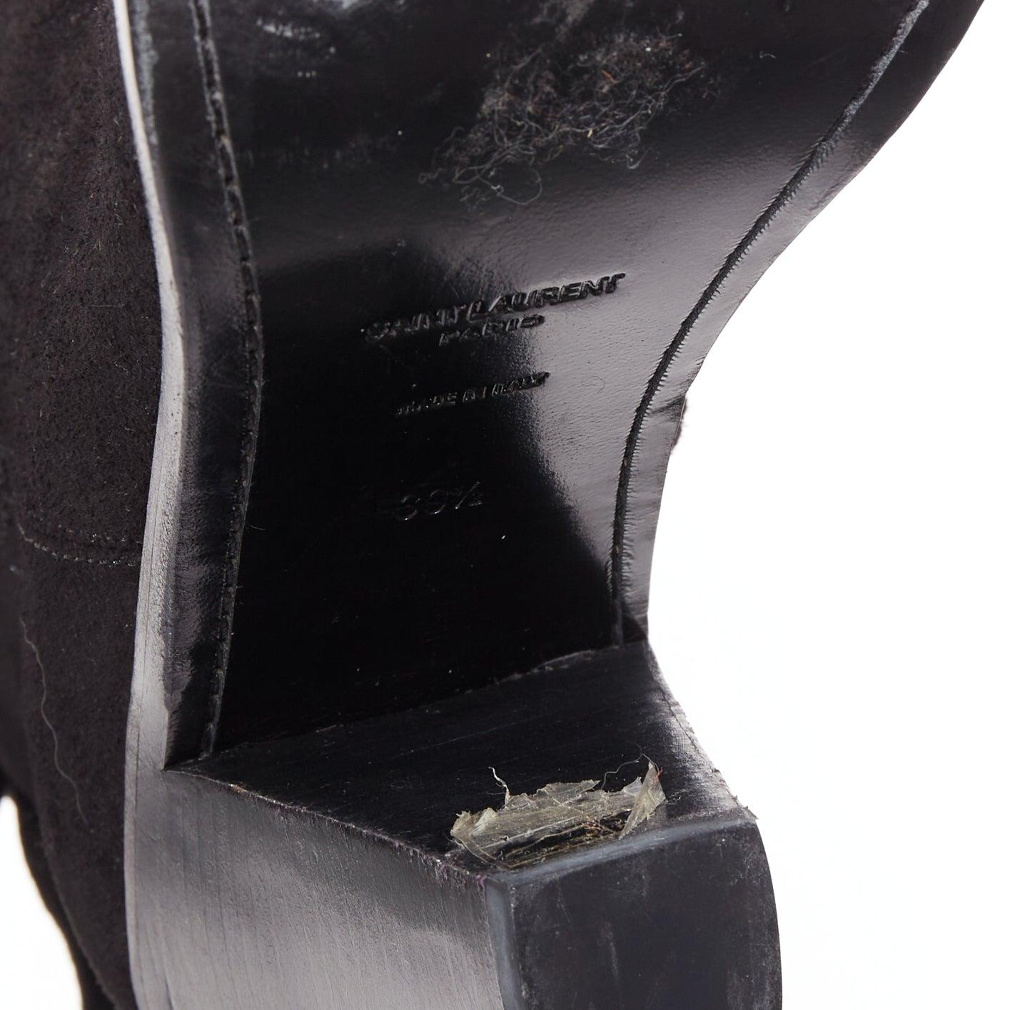 SAINT LAURENT Curtis 80 nero scamosciato frange tacco cubano stivali western EU39.5 in vendita 6