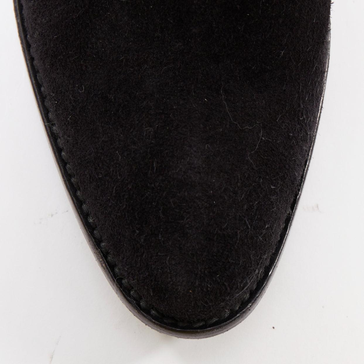 SAINT LAURENT Curtis 80 nero scamosciato frange tacco cubano stivali western EU39.5 in vendita 2