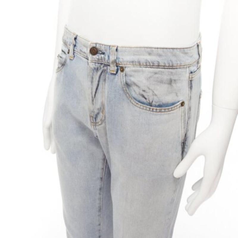 SAINT LAURENT D02 black smudge paint blue distressed washed jeans 30