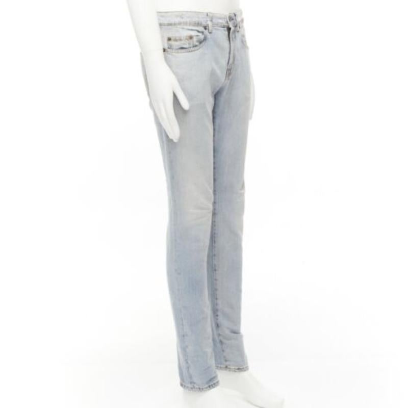 Gray SAINT LAURENT D02 black smudge paint blue distressed washed jeans 30