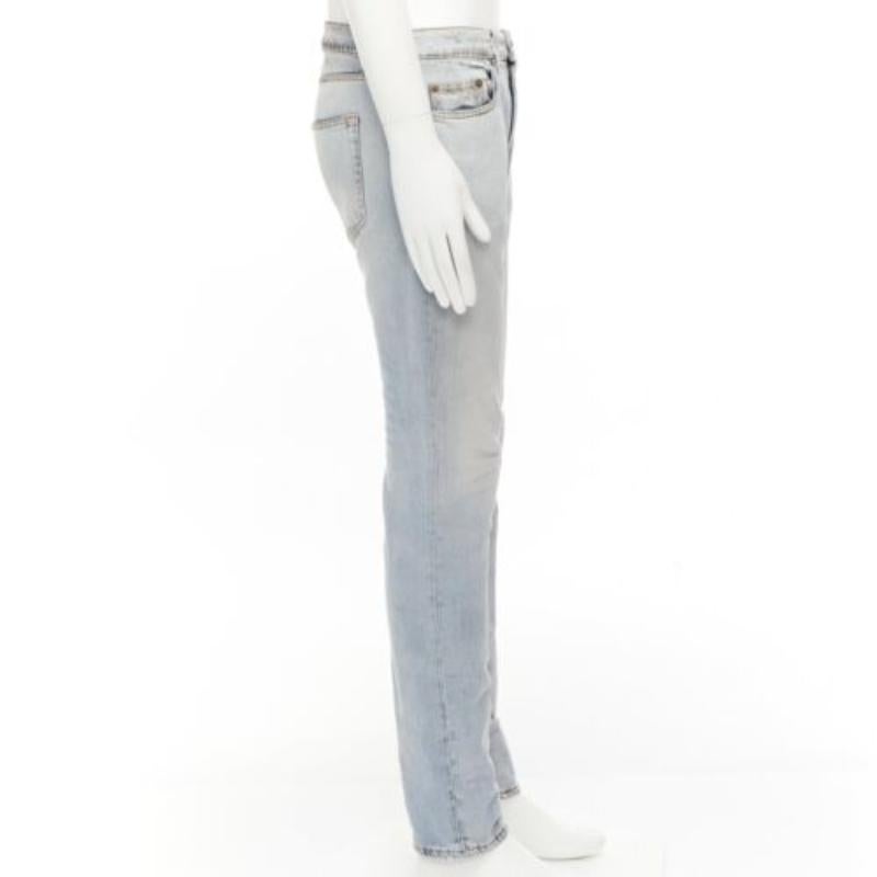 Men's SAINT LAURENT D02 black smudge paint blue distressed washed jeans 30