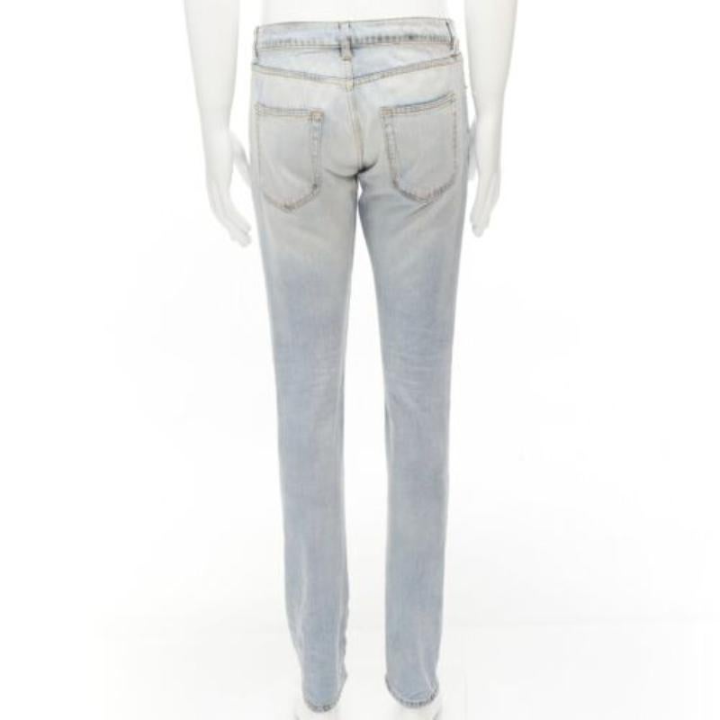 SAINT LAURENT D02 black smudge paint blue distressed washed jeans 30