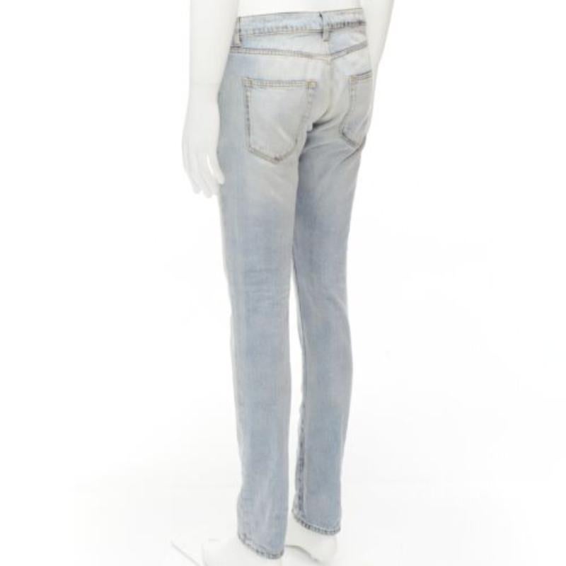 SAINT LAURENT D02 black smudge paint blue distressed washed jeans 30