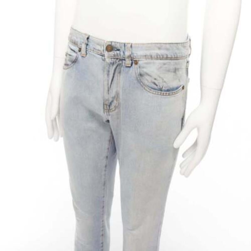 SAINT LAURENT D02 black smudge paint blue distressed washed jeans 30