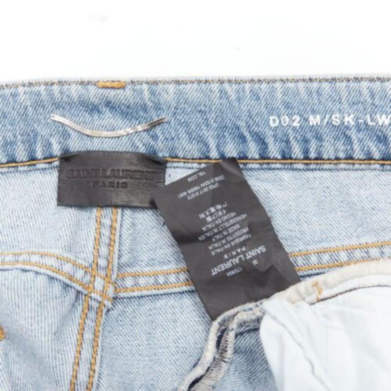 SAINT LAURENT D02 black smudge paint blue distressed washed jeans 30