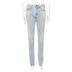 Saint Laurent D02 black smudge paint blue distressed washed jeans 30"