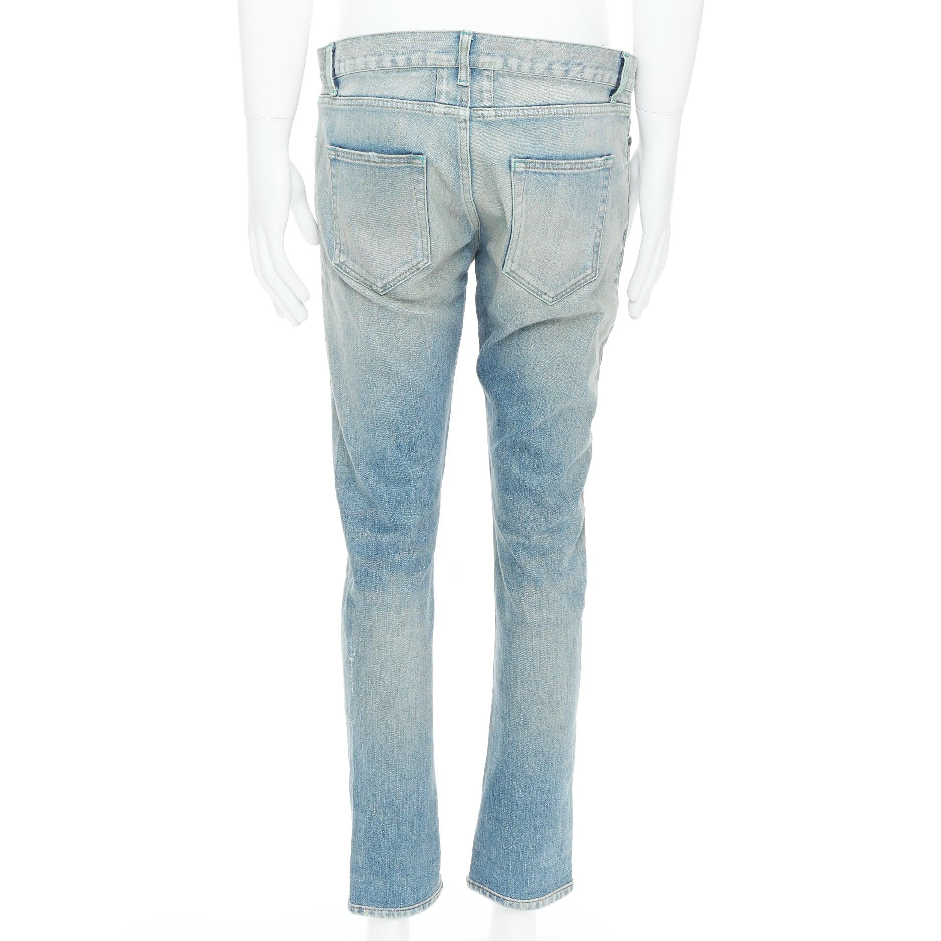 SAINT LAURENT D02 M/SK UW Cras Distressed blue ripped jeans 33
