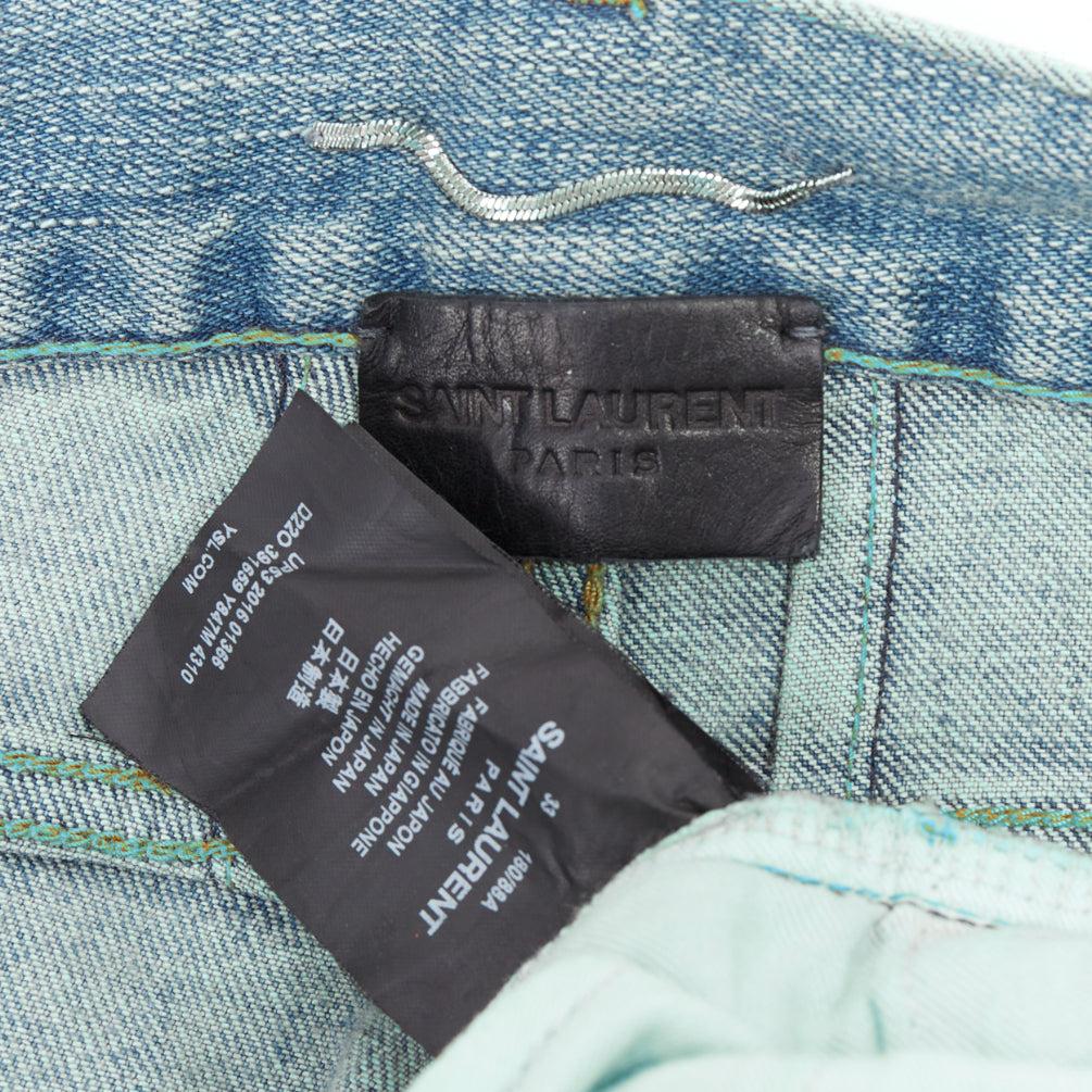 SAINT LAURENT D02 M/SK UW Cras Distressed blue ripped jeans 33