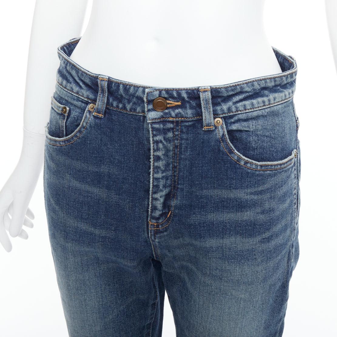 SAINT LAURENT D05 gewaschene blaue klassische Jeans mit schmaler Taille 29