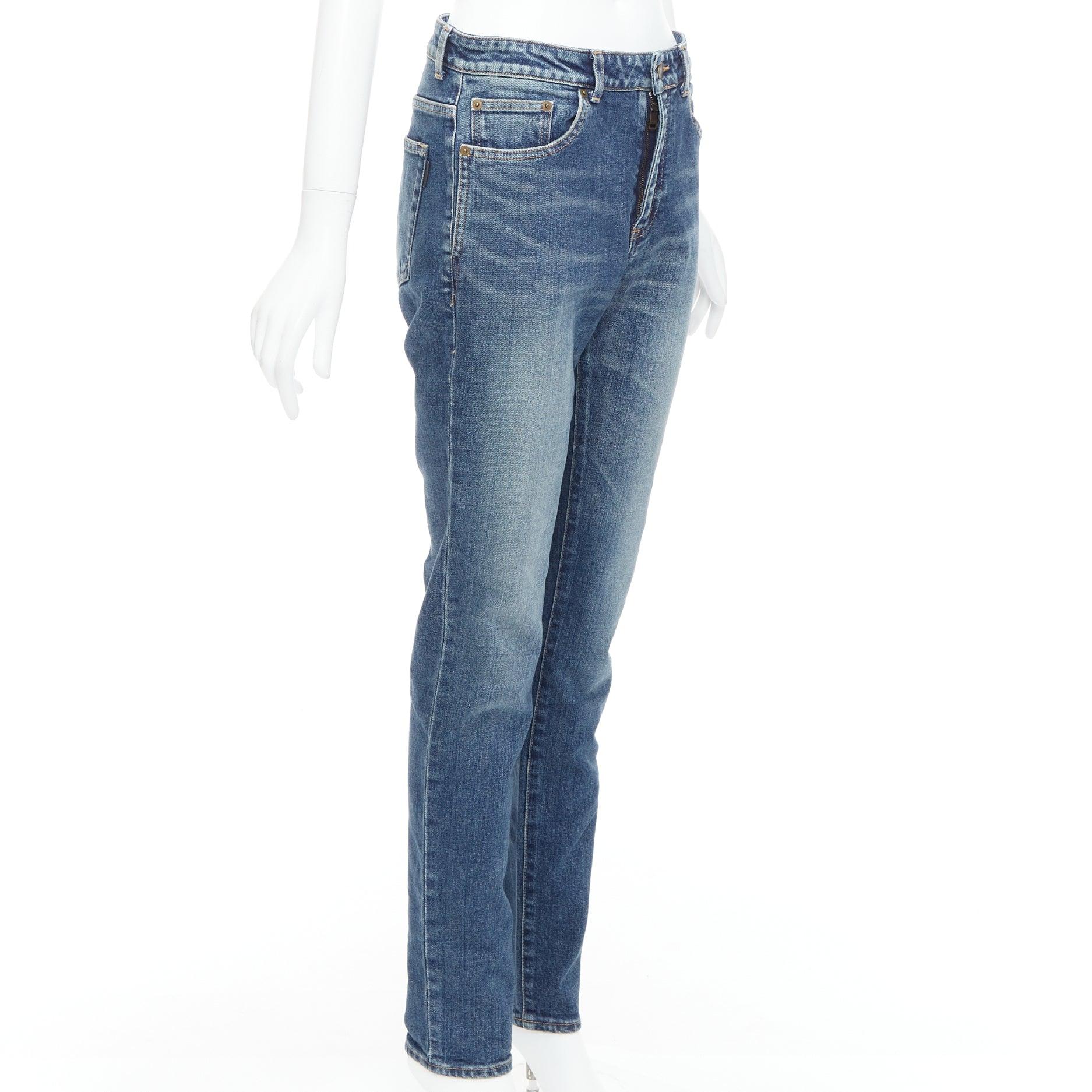 SAINT LAURENT D05 gewaschene blaue klassische Jeans mit schmaler Taille 29